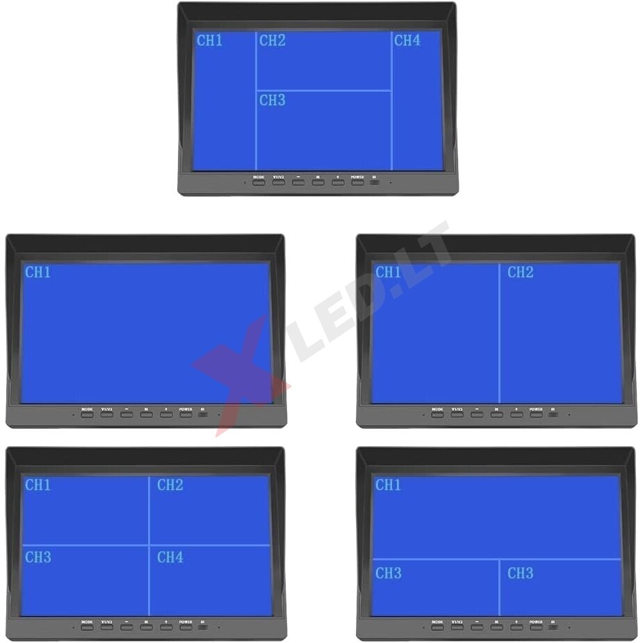 Spec. technikos HD LCD 7 colių monitorius 4 kanalų RCA 12V-24V U-tvirtinimas 2