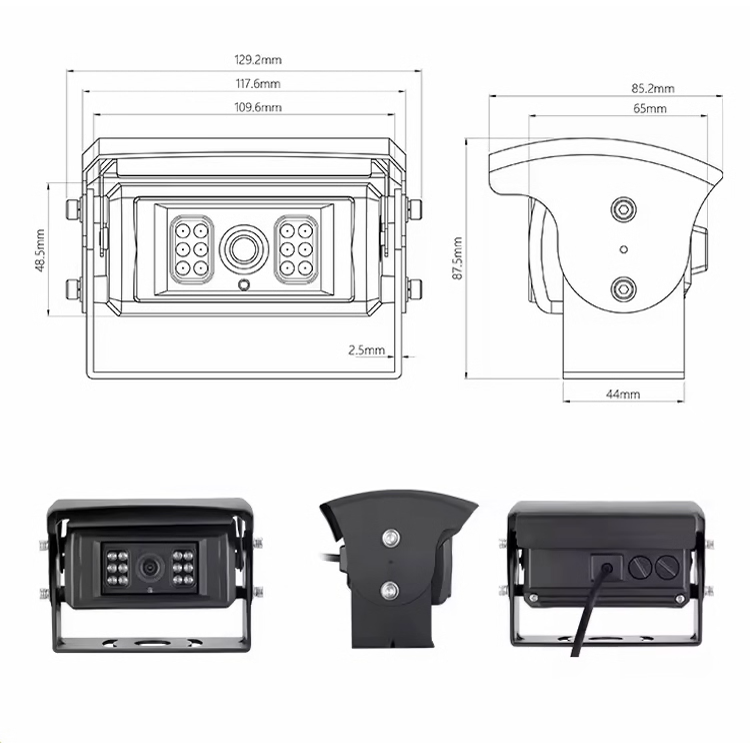 Sunkvežimių parkavimo kamera su purvo apsauga  AHD1080P 4PIN IP69K su IR LED 12V 7