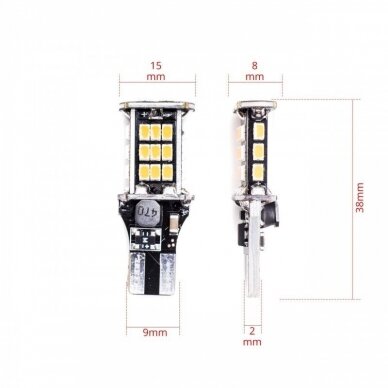 W16W - T15 30 SMD LED lemputė balta į atbulinį 3