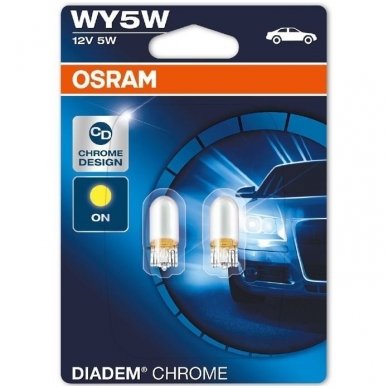 WY5W 2 vnt. OSRAMS DIADEM & CHROME 12V 5W geltonos veidrodinės lemputės 2827DC-02B, 4008321972750 WY5W 2 vnt. OSRAMS DIADEM & CHROME 12V 5W geltonos veidrodinės lemputės 2827DC-02B, 4008321972750