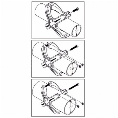 X-Clip žibintų tvirtinimo ant 2"/2,5"/3" colio vamzdžio laikiklių komplektas 2vnt. 1