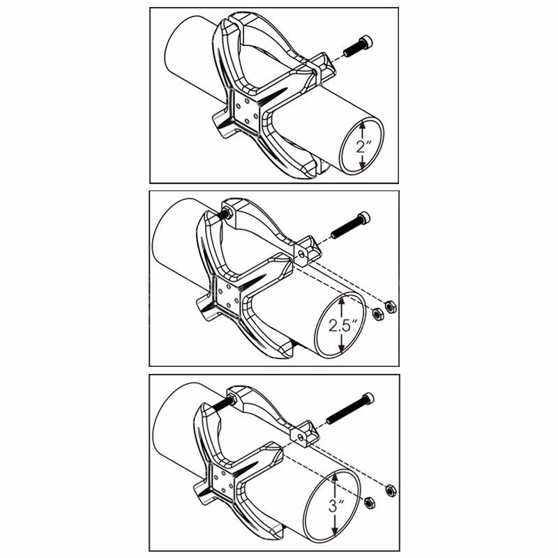 X-Clip žibintų tvirtinimo ant 2"/2,5"/3" colio vamzdžio laikiklių komplektas 2vnt. 1