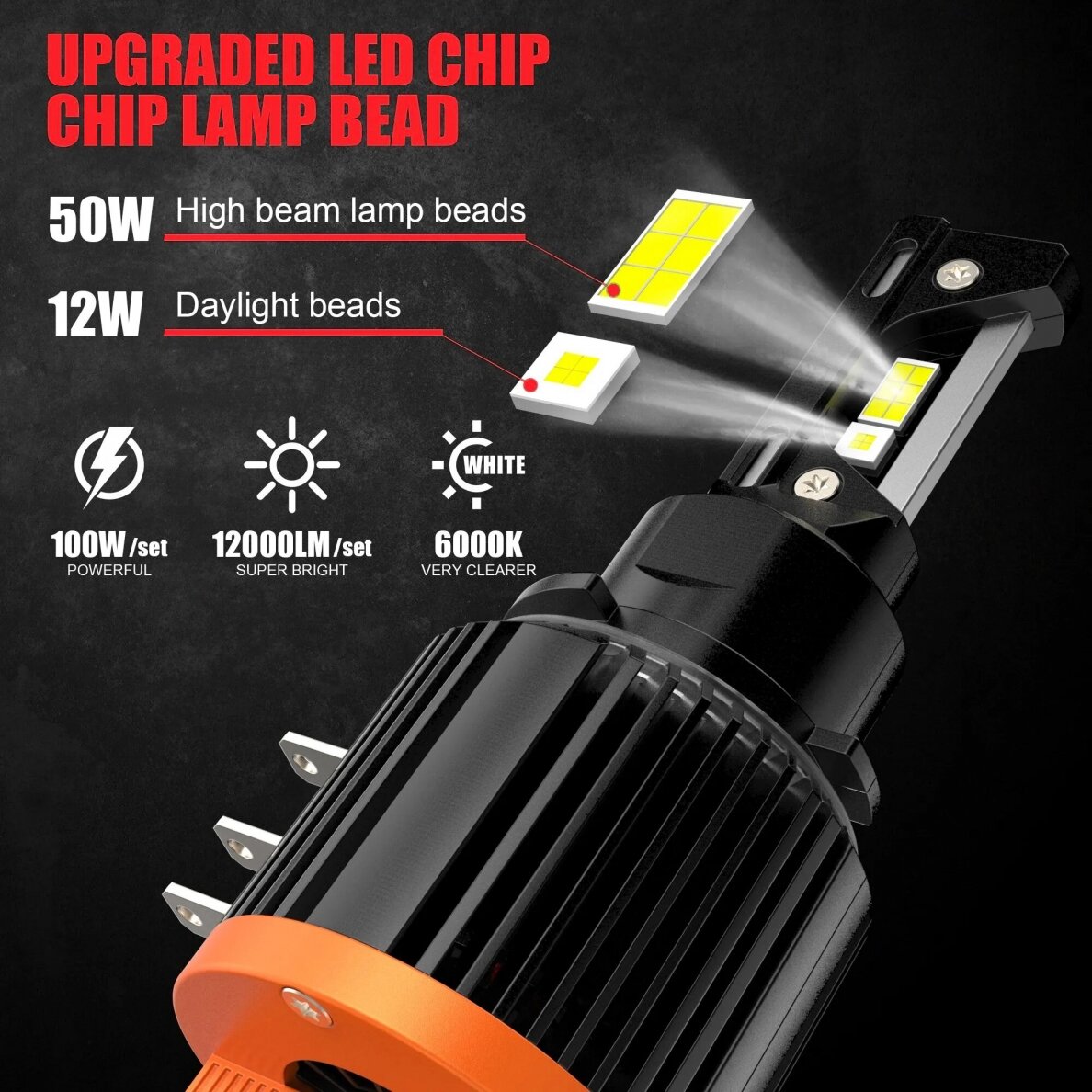 XLED H15 MINI CAN-BUS ZES +300% LED lemputės 12V-24V 6000LM 9