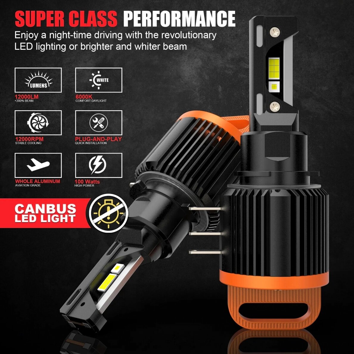 XLED H15 MINI CAN-BUS ZES +300% LED lemputės 12V-24V 6000LM 10