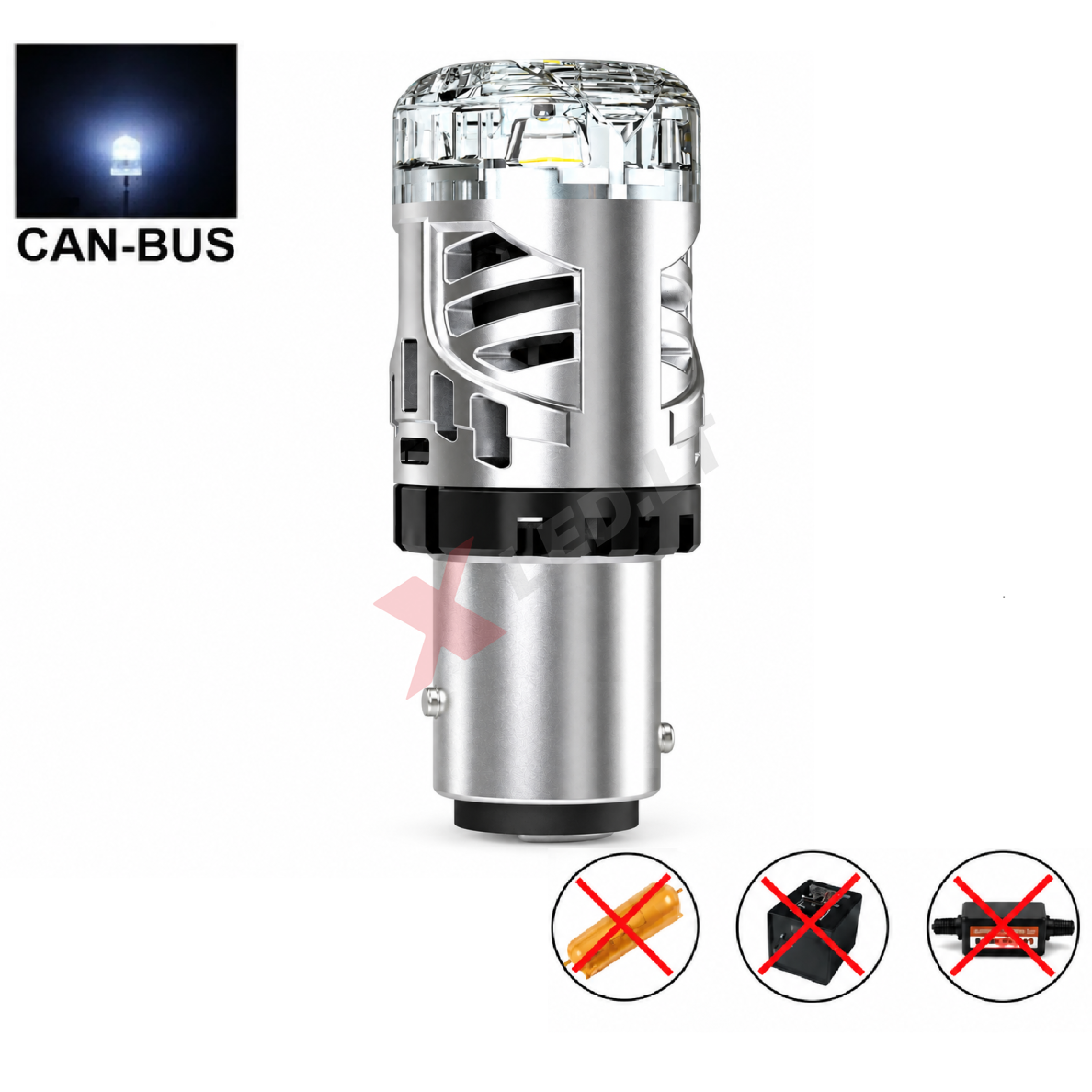 XLED P21/5W - BAY15D SUPER LASER +800% X-TREME CAN-BUS LED lemputė į dienos DRL žibintą balta 6000K XLED P21/5W - BAY15D SUPER LASER +800% X-TREME CAN-BUS LED lemputė į dienos DRL žibintą balta 6000K
