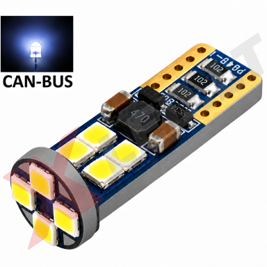 XLED LED CAN BUS lemputė T10 / W5W - 12 LED balta