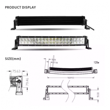 XLED 120W lenktas LED BAR žibintas šoninio tvirtinimo COMBO 56cm 1 XLED 120W lenktas LED BAR žibintas šoninio tvirtinimo COMBO 56cm 1