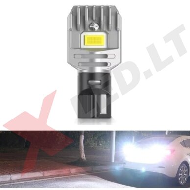 XLED +800% 1600LM CAN-BUS W16W 921 - T15 ZES 12 SMD LED 6000k balta lemputė į atbulinį žibintą 5