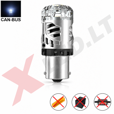 XLED P21W - BA15S SUPER LASER +800% X-TREME CAN-BUS LED lemputė į atbulinį ir DRL žibintą balta 6000K
