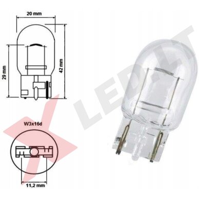 XLED W21W - 7440 SUPER LASER +800% X-TREME CAN-BUS LED lemputė į atbulinį ir DRL žibintą balta 6000K 16